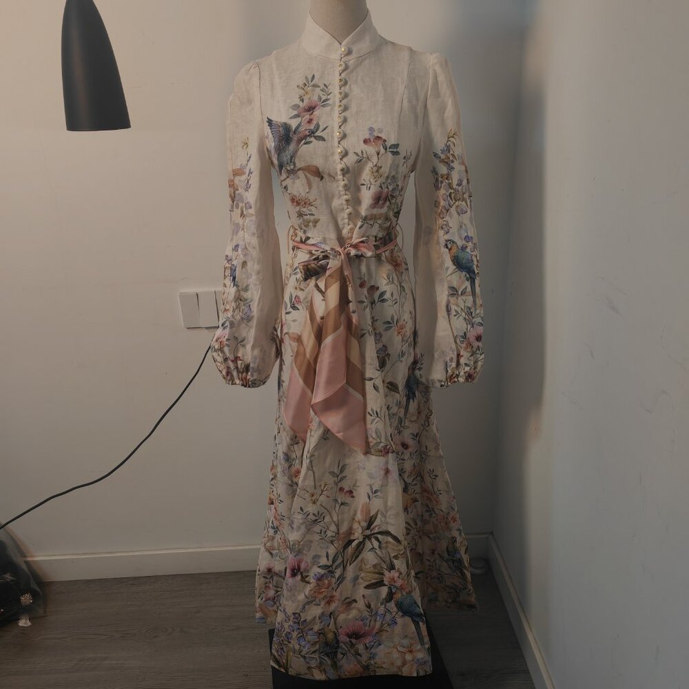 Zimmermann Rebellious style white floral long-sleeved midi dress - Picture 2 of 11